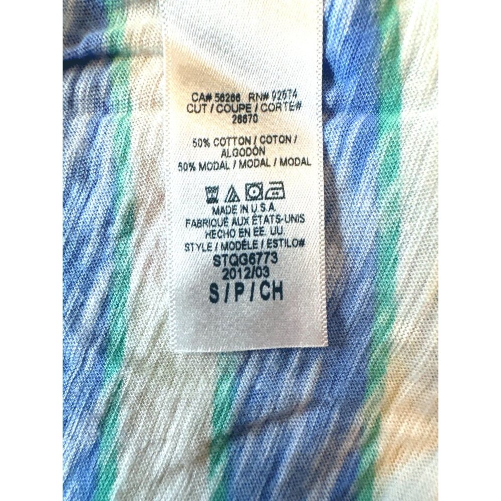 Splendid Cotton Modal Blend Striped Print Lightweight Blouse Blue Green White Sm - Picture 4 of 7